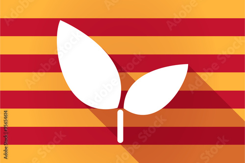 Long shadow Catalonia vector flag with a plant