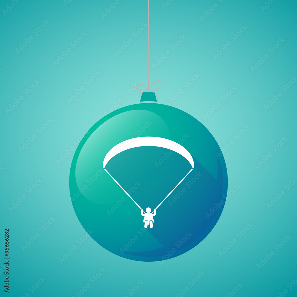 Long shadow vector christmas ball icon with a paraglider Long shadow vector christmas ball icon with a paraglider