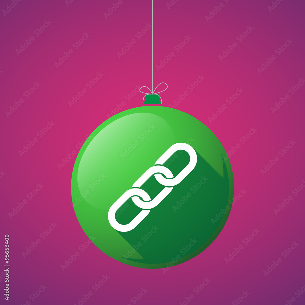 Long shadow vector christmas ball icon with a chain Long shadow vector christmas ball icon with a chain