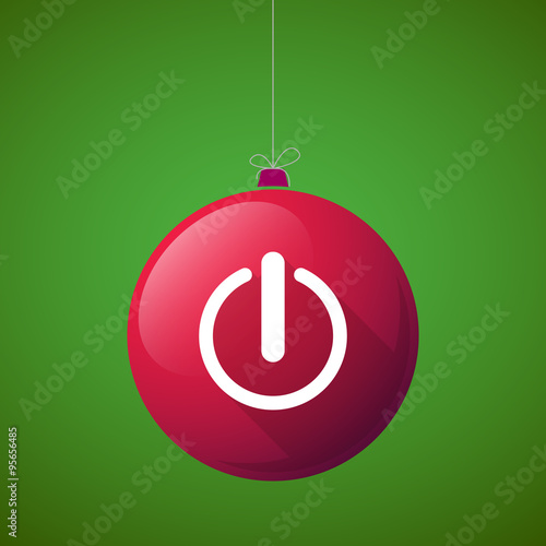 Long shadow vector christmas ball icon with an off button