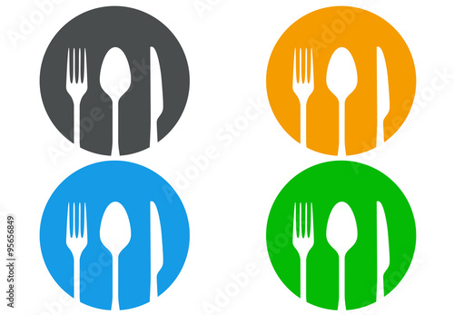 Icono plano cubiertos en varios colores #1