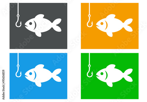 Icono plano pesca en varios colores #2