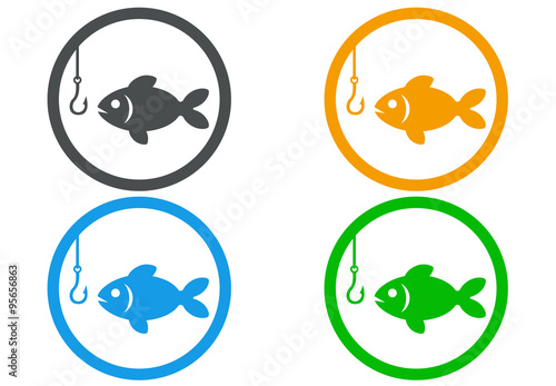Icono plano pesca en varios colores #3