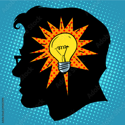 Business concept idea light bulb head