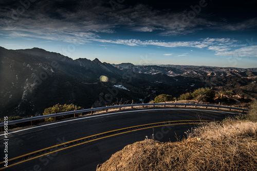 View of Curved Piuma Road and Malibu Canyon in Santa Monica Mountains