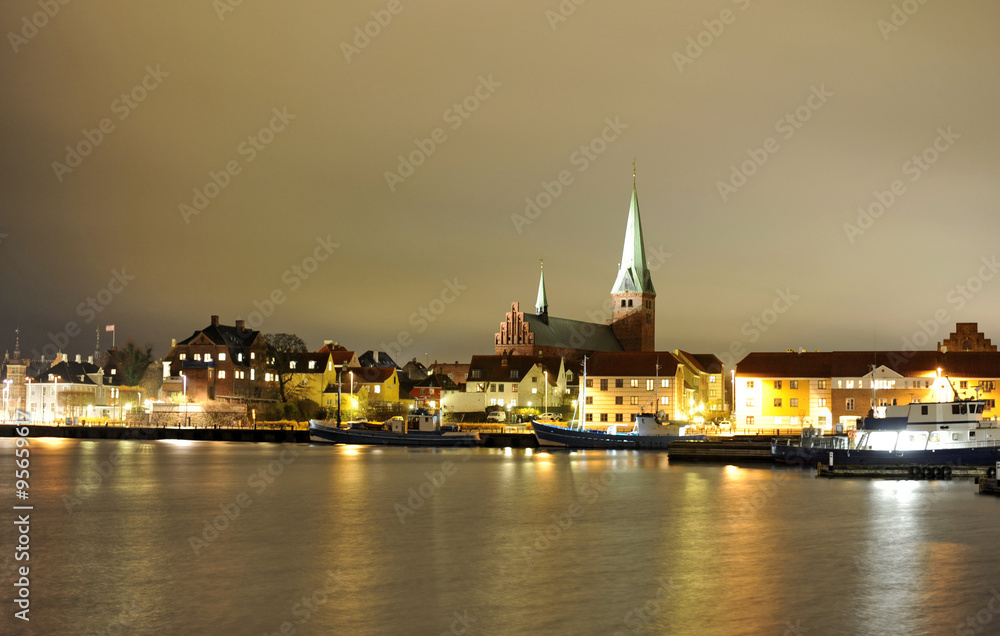 Denmark Helsingor city night