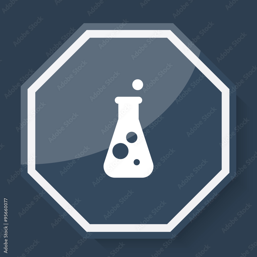 White Conical Flask icon on plum blue web app button White Conical Flask icon on plum blue web app button