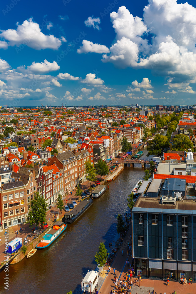 Fototapeta premium Amsterdam city view from Westerkerk, Holland, Netherlands. 