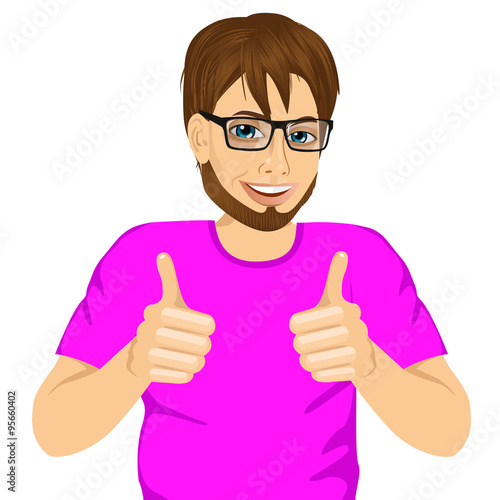 young man showing thumbs up sign