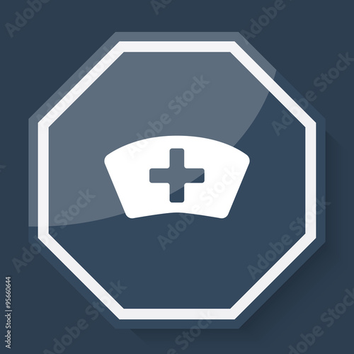 White Nurse icon on plum blue web app button