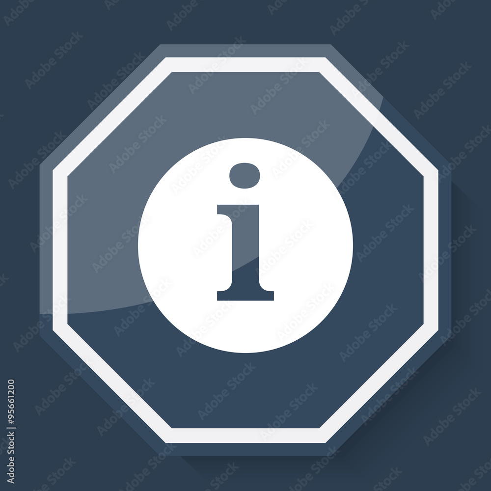White Information icon on plum blue web app button White Information icon on plum blue web app button