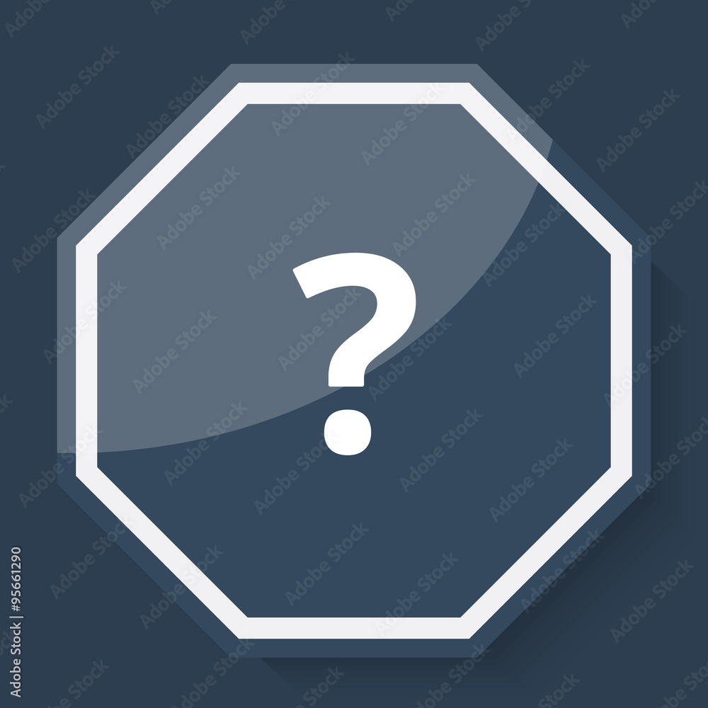 White Question Mark icon on plum blue web app button White Question Mark icon on plum blue web app button