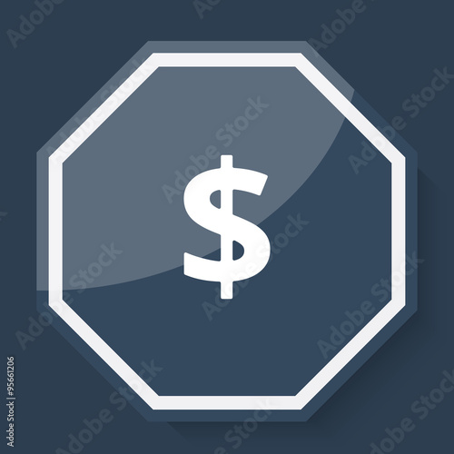 White Dollar icon on plum blue web app button