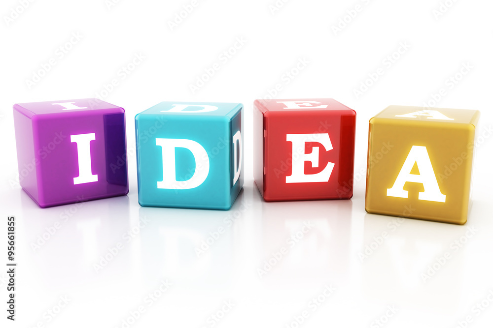 The idea of cubes. 3D illustration of colored cubes. The idea of cubes. 3D illustration of colored cubes.