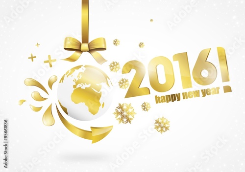 Happy New Year 2016 ! Gold version with Earth