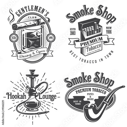 Set of vintage tobacco smoking emblems