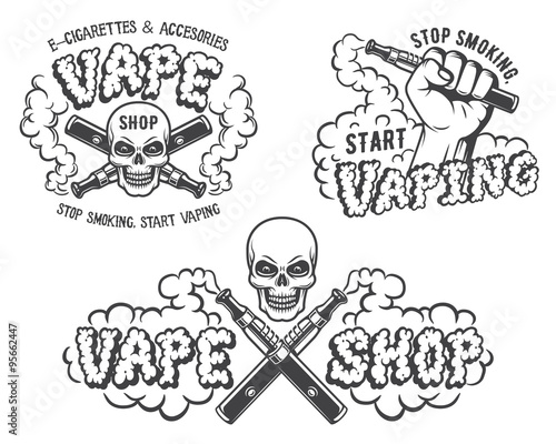 Set of vape, e-cigarette emblems