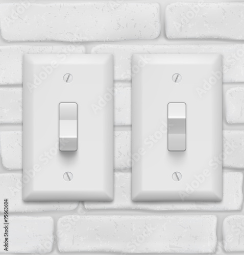 Light switchs on brick wall. Vector illustration