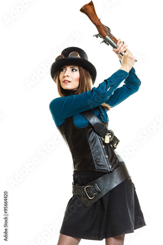 Steampunk girl with rifle.