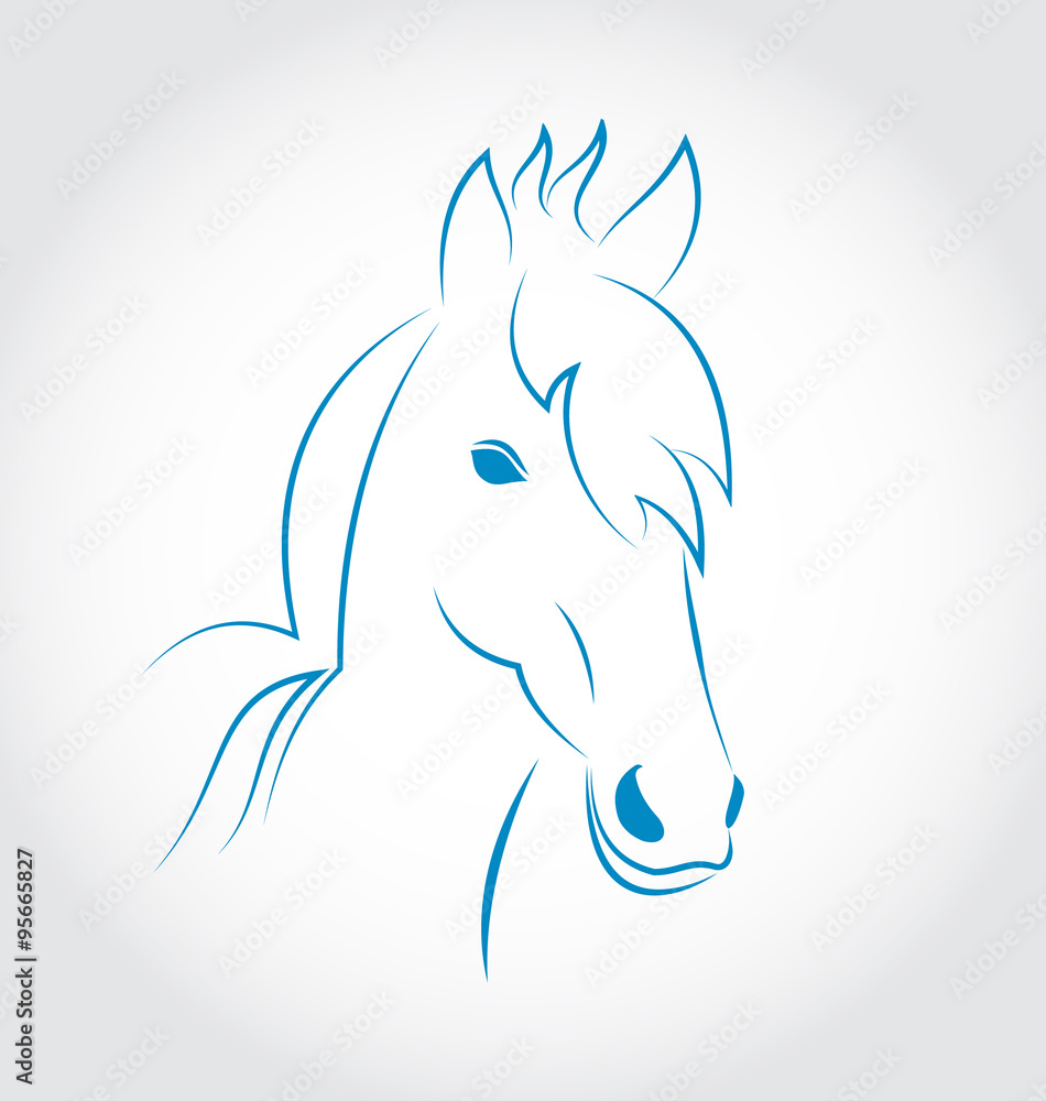 Symbol outline head horse isolated on white background Stock Vector ...