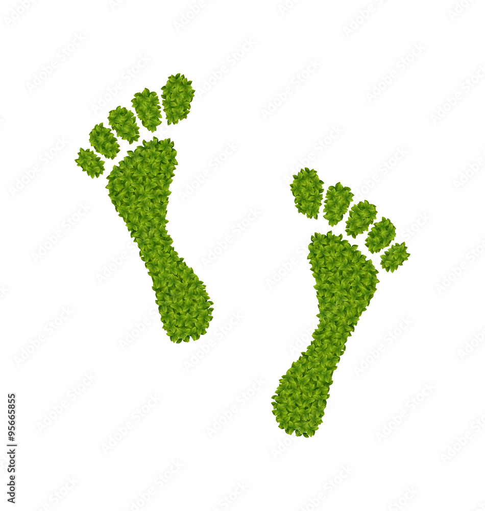Human Footsteps Made in Green Leaves Human Footsteps Made in Green Leaves