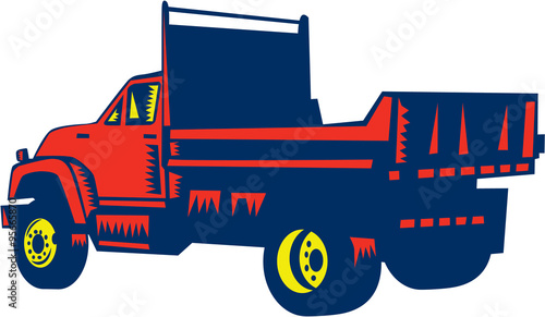 Flatbed Truck Woodcut