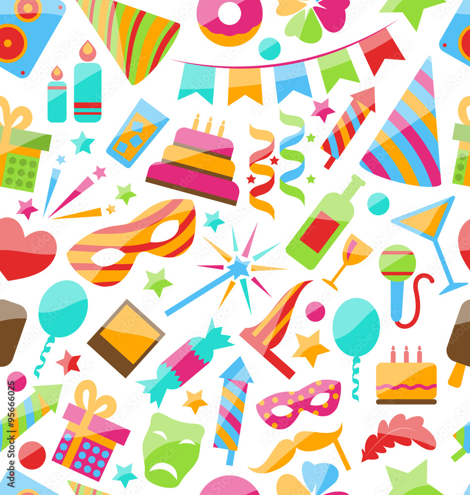 Festive Seamless Wallpaper with Carnival Festive Seamless Wallpaper with Carnival