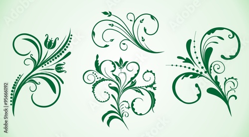 Curled flowers ornament collection