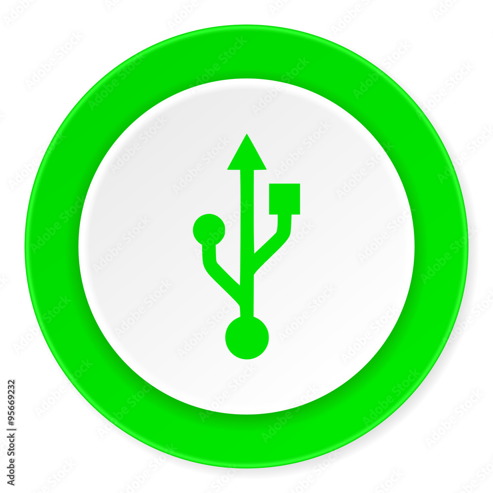 usb green fresh circle 3d modern flat design icon on white background usb green fresh circle 3d modern flat design icon on white background