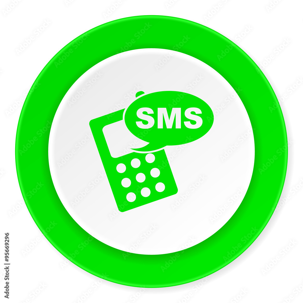 sms green fresh circle 3d modern flat design icon on white background sms green fresh circle 3d modern flat design icon on white background