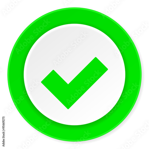accept green fresh circle 3d modern flat design icon on white background