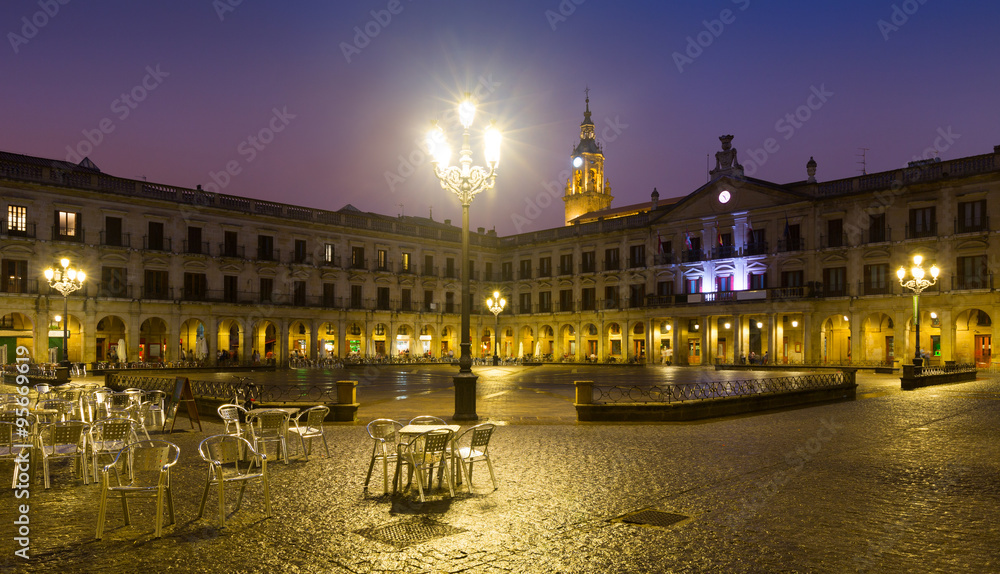 Evening view of  New Square and city hall. Vitoria-Gasteiz