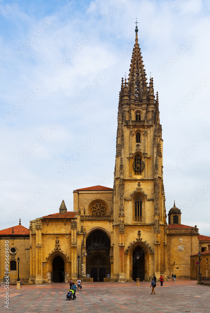 Oviedo Cathedral in day time. Asturias
