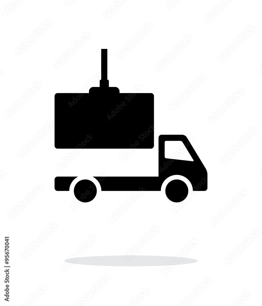 Truck loading simple icon on white background.