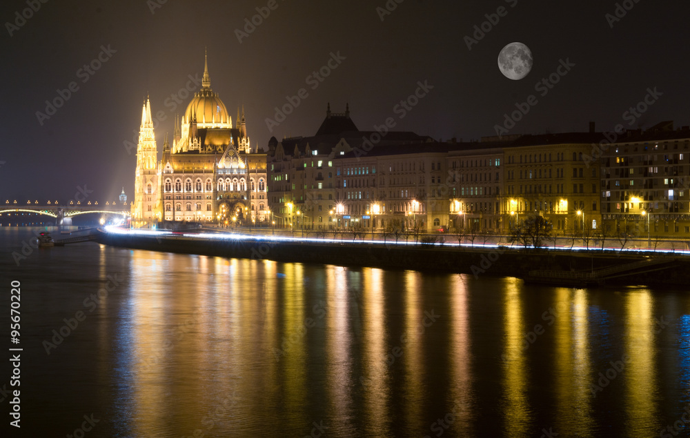 Naklejka premium Architecture, Budapest, postcard