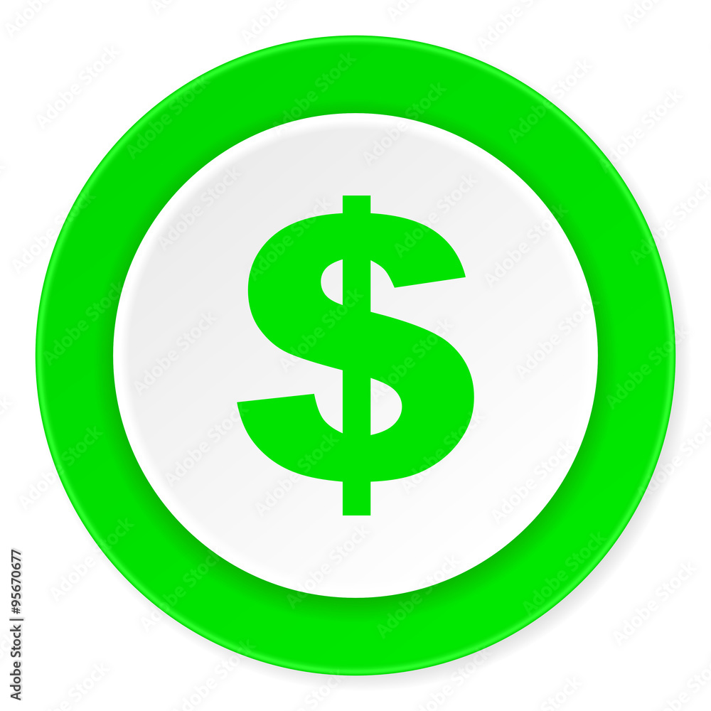 dollar green fresh circle 3d modern flat design icon on white background dollar green fresh circle 3d modern flat design icon on white background
