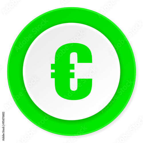 euro green fresh circle 3d modern flat design icon on white background