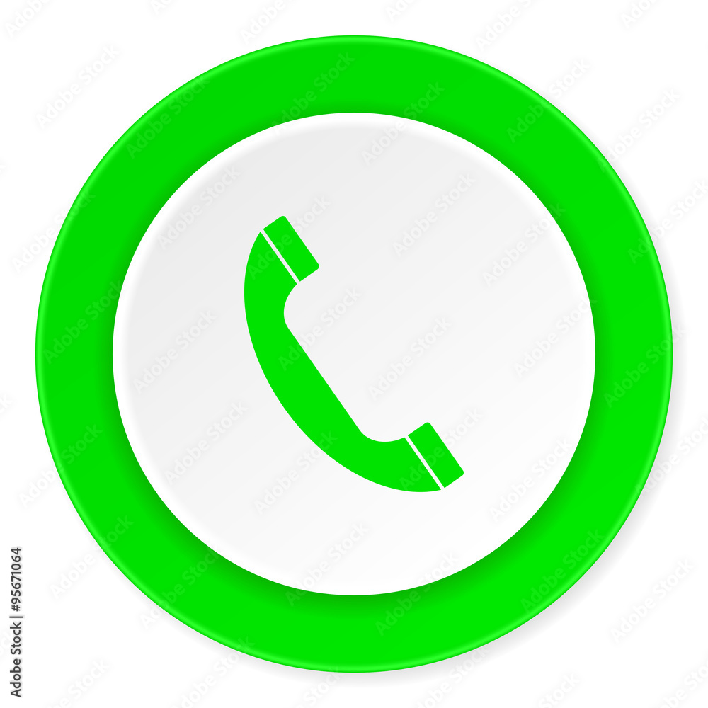 phone green fresh circle 3d modern flat design icon on white background phone green fresh circle 3d modern flat design icon on white background