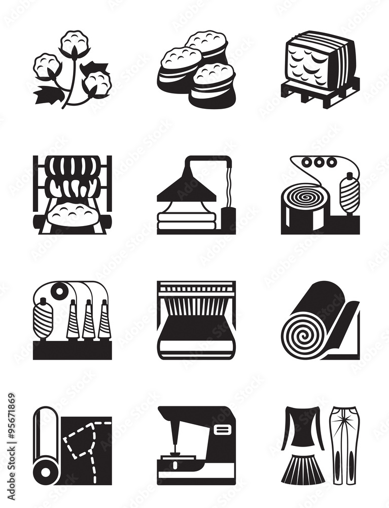 Production of cotton clothing - vector illustration Stock Vector ...