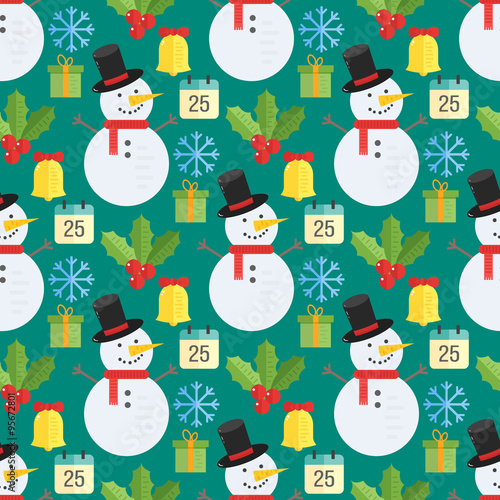 Christmas background, vector seamless pattern with christmas ele