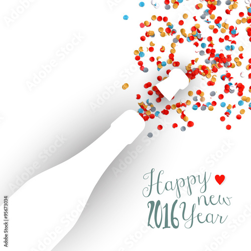 Happy new year 2016 confetti celebration champagne
