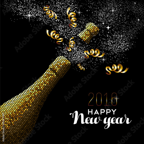 Happy new year 2016 gold drink bottle party mosaic