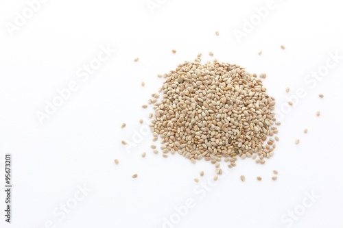 Chia Seeds on White Background