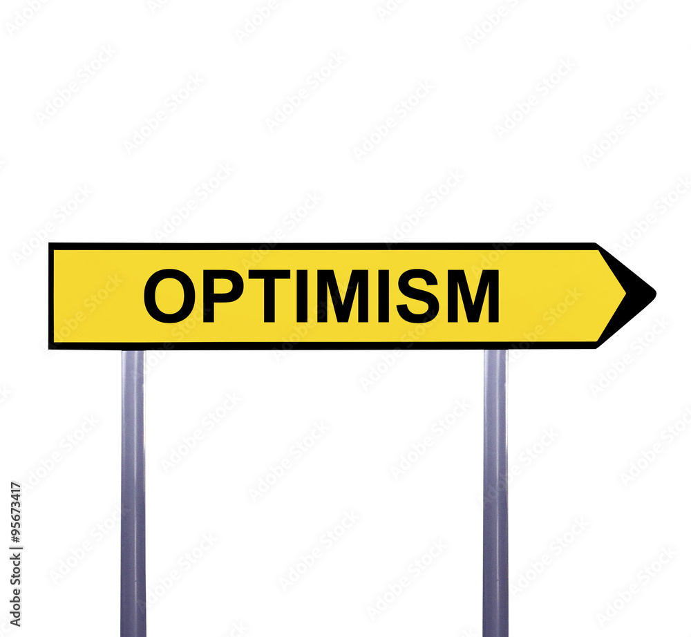 Conceptual arrow sign isolated on white - OPTIMISM Conceptual arrow sign isolated on white - OPTIMISM