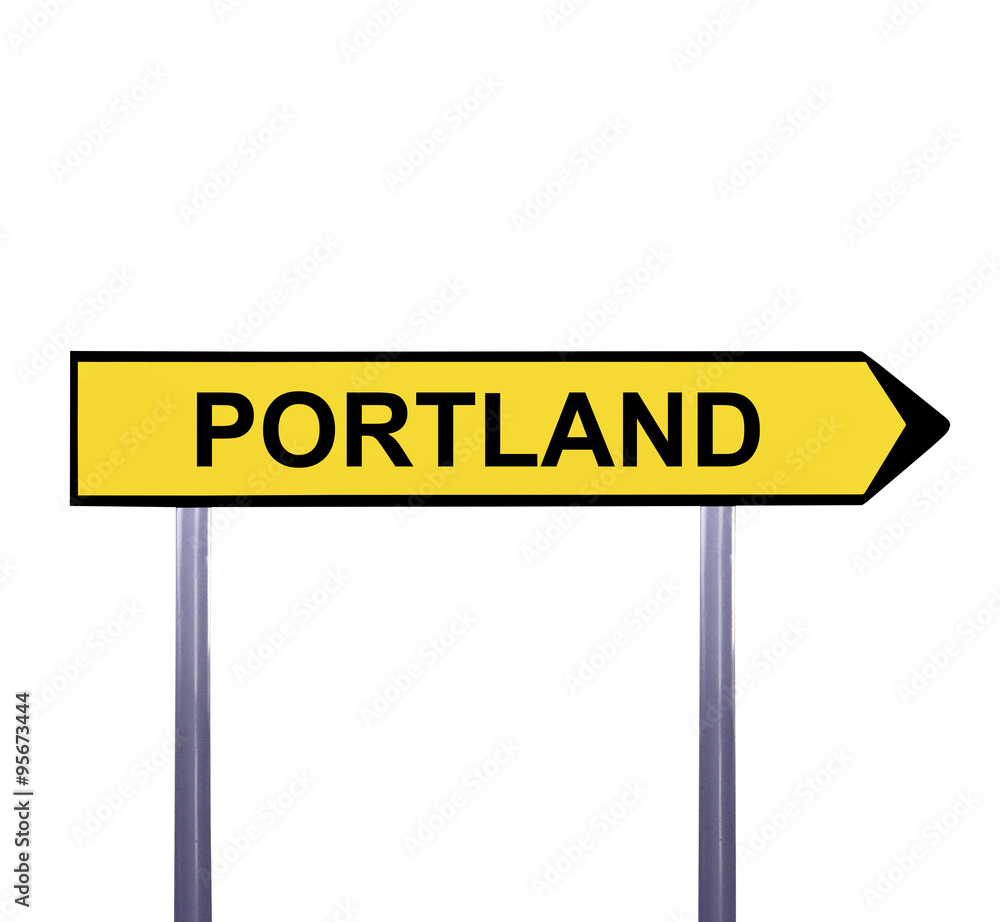 Conceptual arrow sign isolated on white - PORTLAND Conceptual arrow sign isolated on white - PORTLAND
