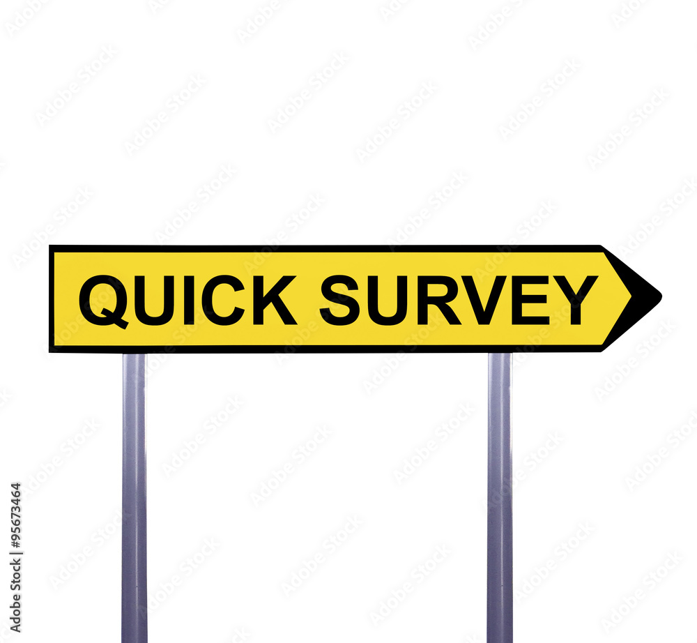 Conceptual arrow sign isolated on white - QUICK SURVEY