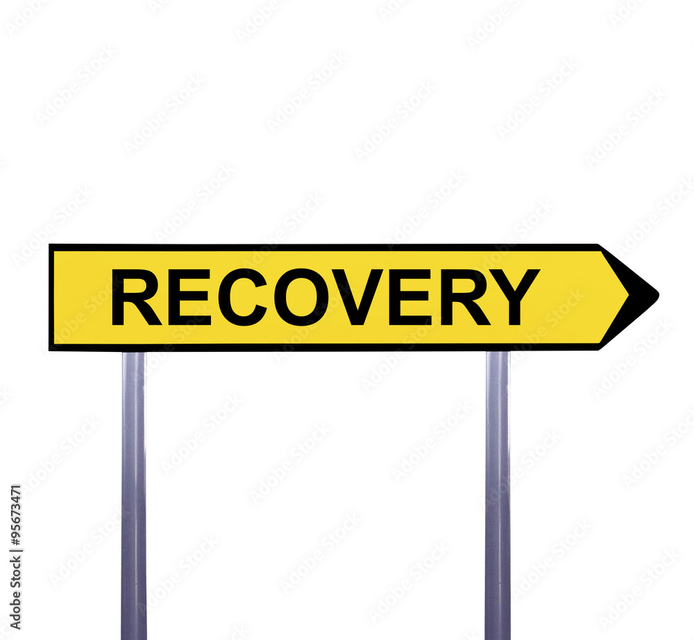 Conceptual arrow sign isolated on white - RECOVERY Conceptual arrow sign isolated on white - RECOVERY