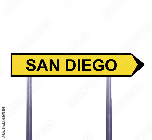 Conceptual arrow sign  isolated on white - SAN DIEGO photo