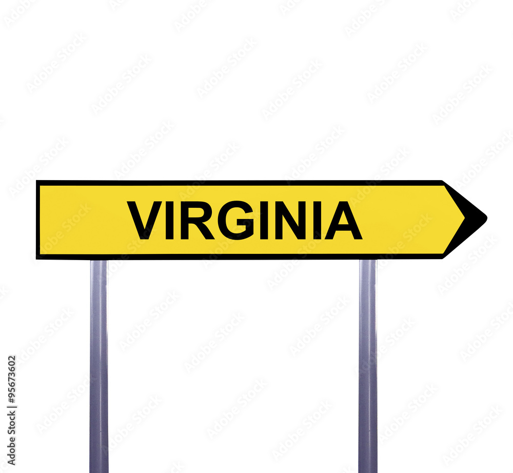 Conceptual arrow sign isolated on white - VIRGINIA Conceptual arrow sign isolated on white - VIRGINIA