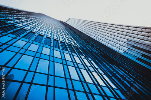 office buildings. Modern glass silhouettes on modern building